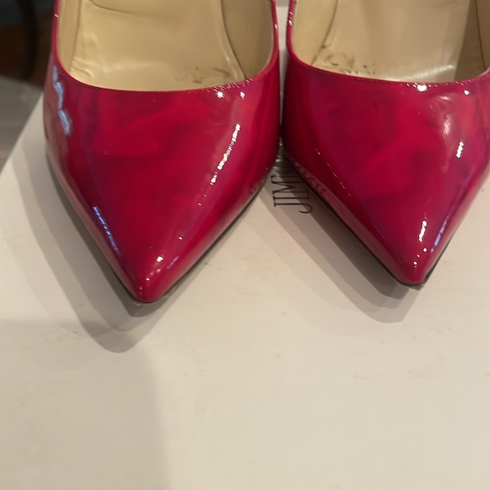 Jimmy Choo Red Patent Leather Pointed Toe Stiletto Pumps - Picture 4 of 8